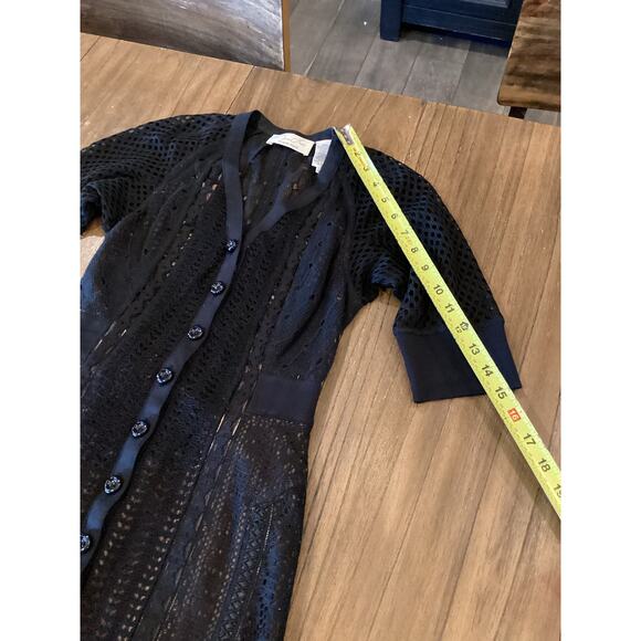 Anthropologie Beguile Byron Lars Mona Black Lace Button Front knit midi Dress 0 - Picture 10 of 12